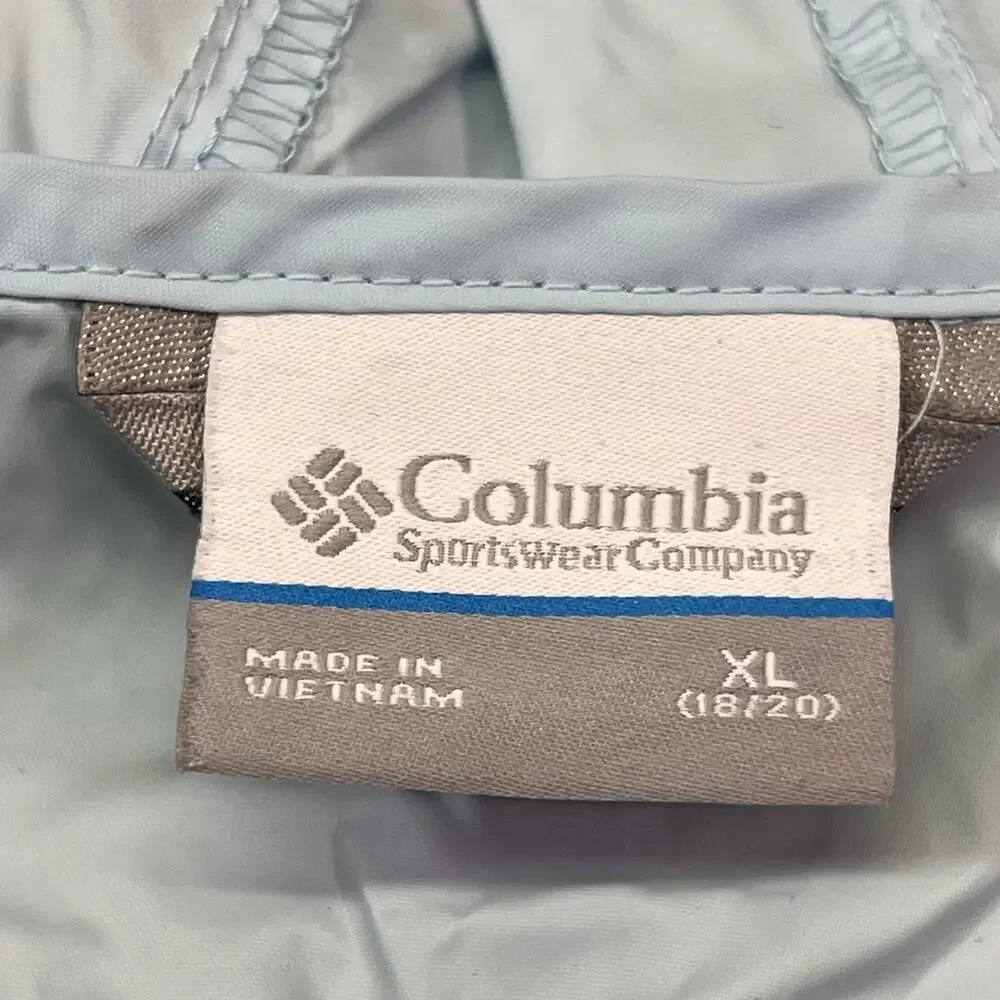 Columbia Jacket Youth XL 18/20 Blue Hooded Lightweight Nylon Shell Windbreaker